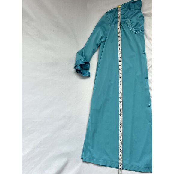 Vintage Vanity Fair Blue Nylon Button Up Robe Dressing Gown House Coat Size L - Picture 10 of 10